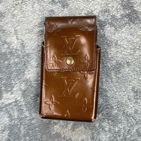 Louis Vuitton Monogram Vernis Greene Cigarette Case Pochette Brown Copper TH0013 - Picture 1 of 17